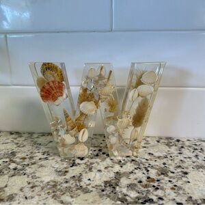 Seashell Resin Letter “W” or “M” Decor